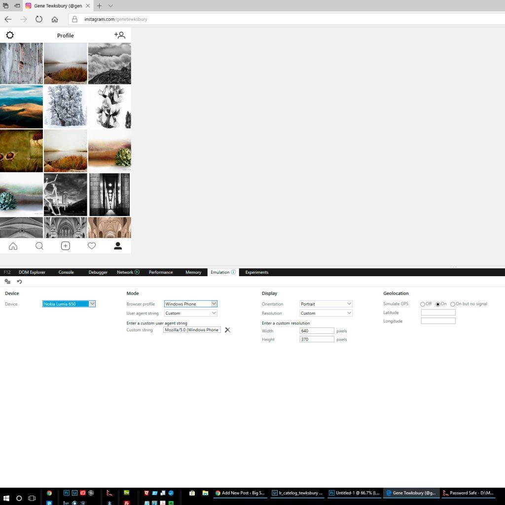 Upload images to Intagram using Explorer on your desktop computer